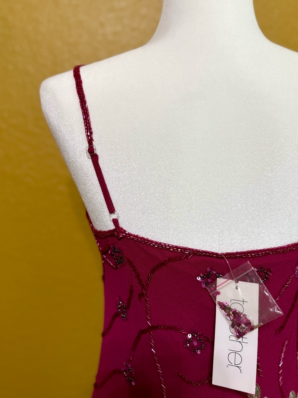 Together Maroon Beaded Floral Sequin Midi Dress NWT Size 8 - Picture 13 of 13